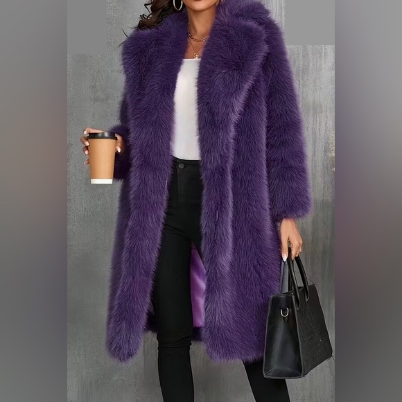 Luxurious Purple Faux Fur Jacket/Coat - Picture 2 of 8